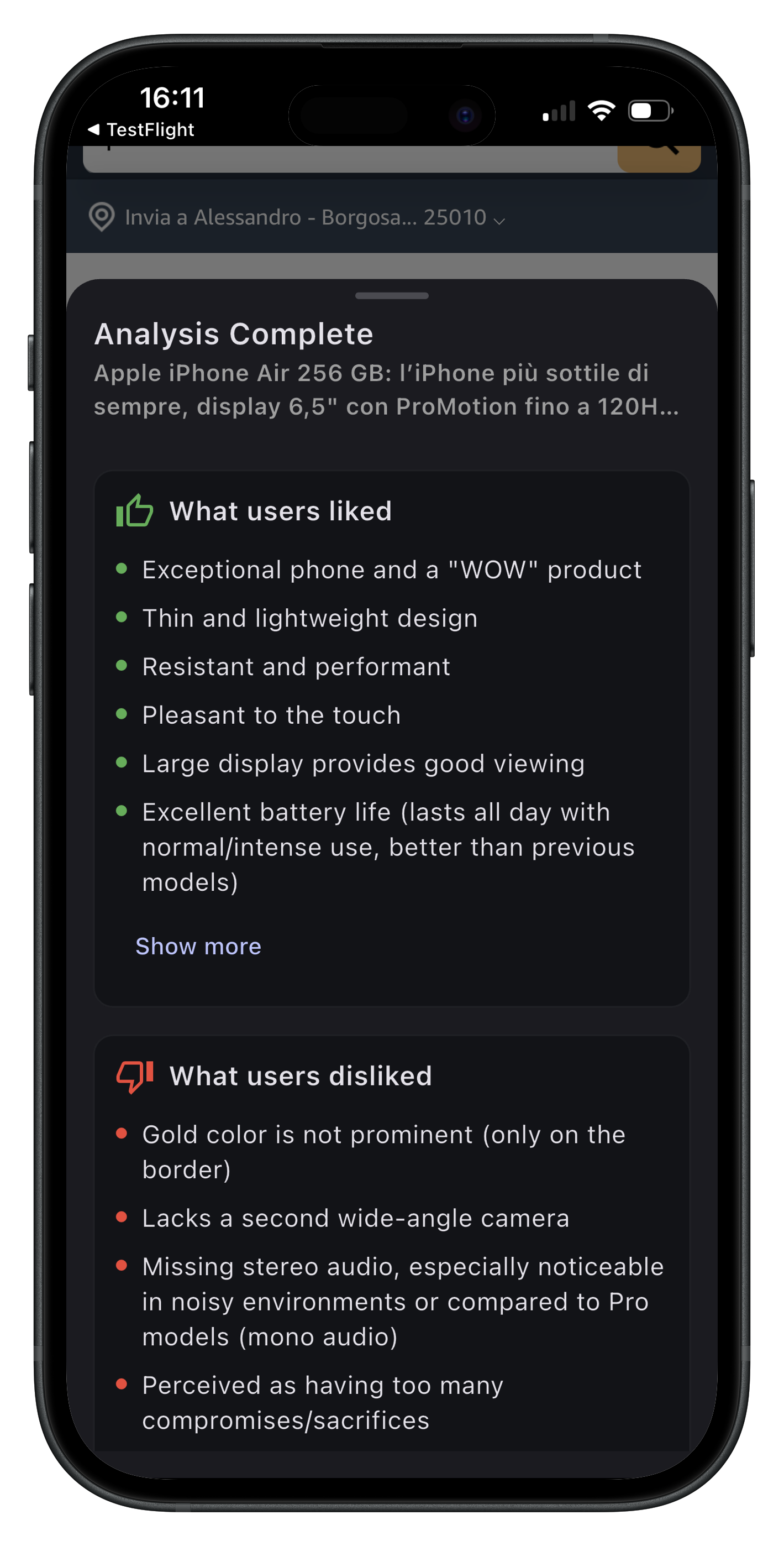 Advanced notification settings screenshot